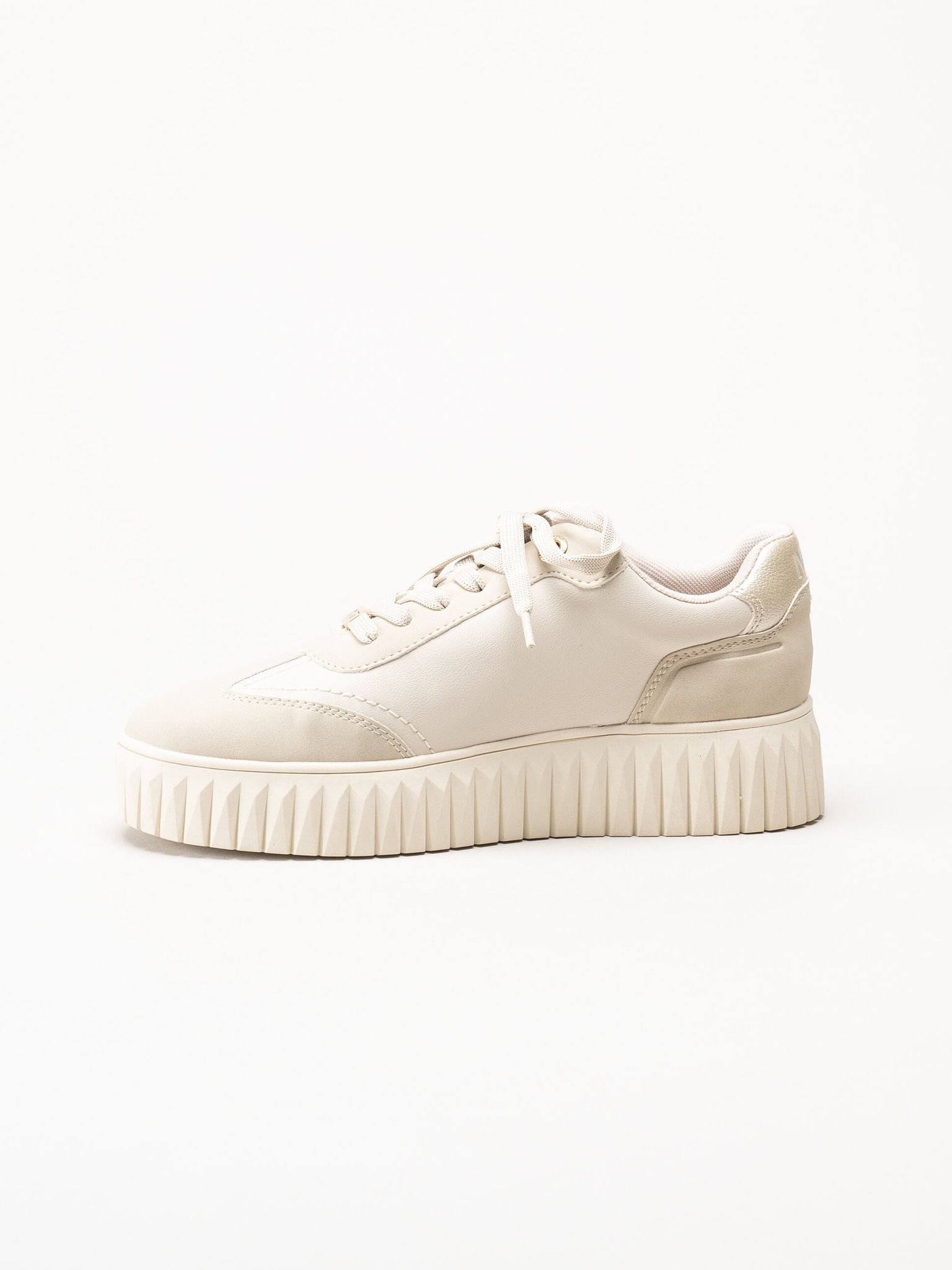 Marco Tozzi - Beige sneakers i skinnimitation