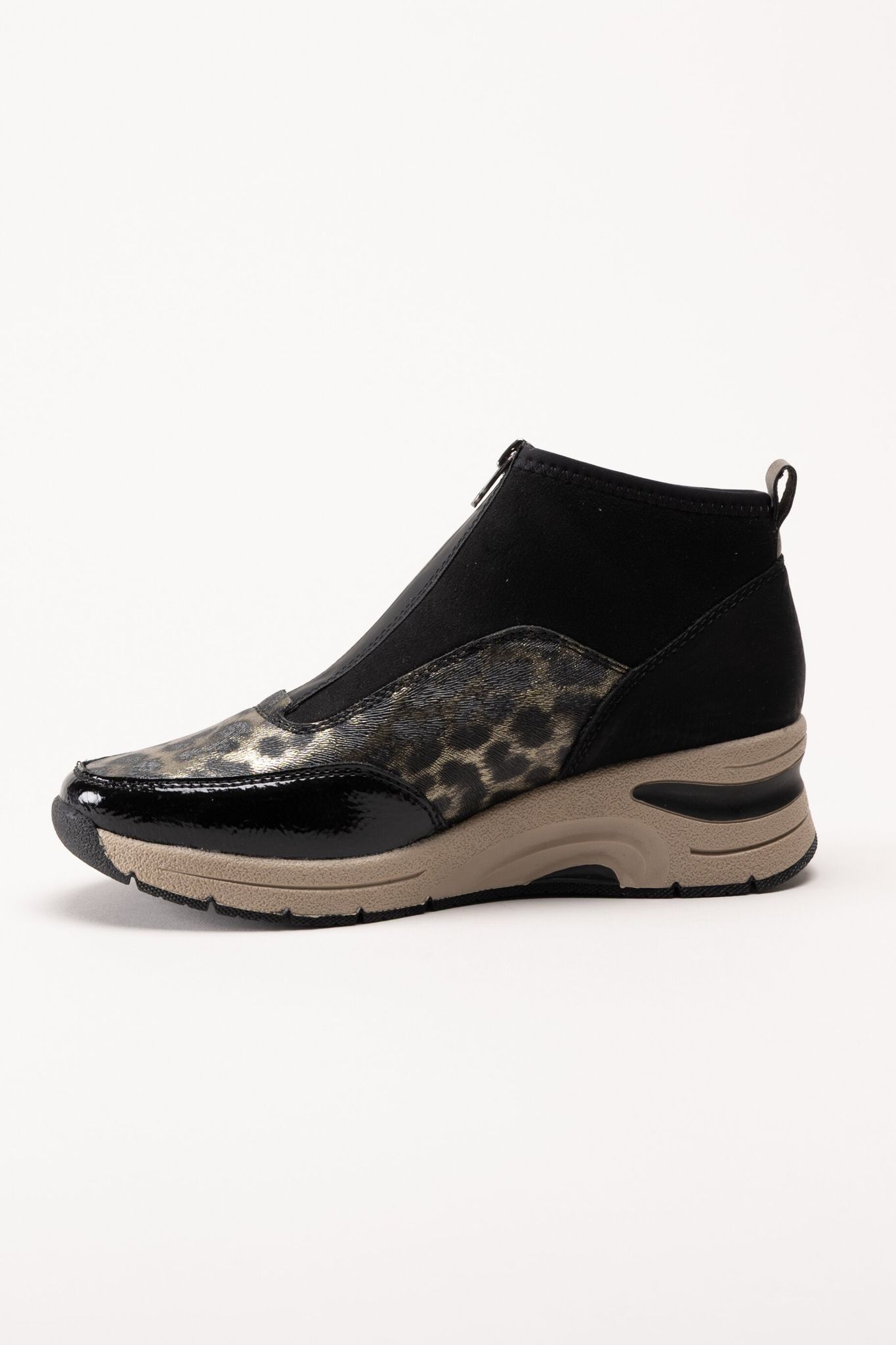Rieker - Svarta sneakerboots med kilklack