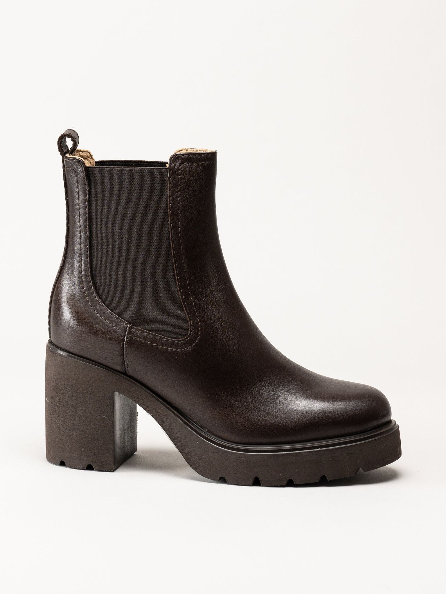 Unisa - KLINO_F25_STT - Mörkbruna högklackade boots i skinn
