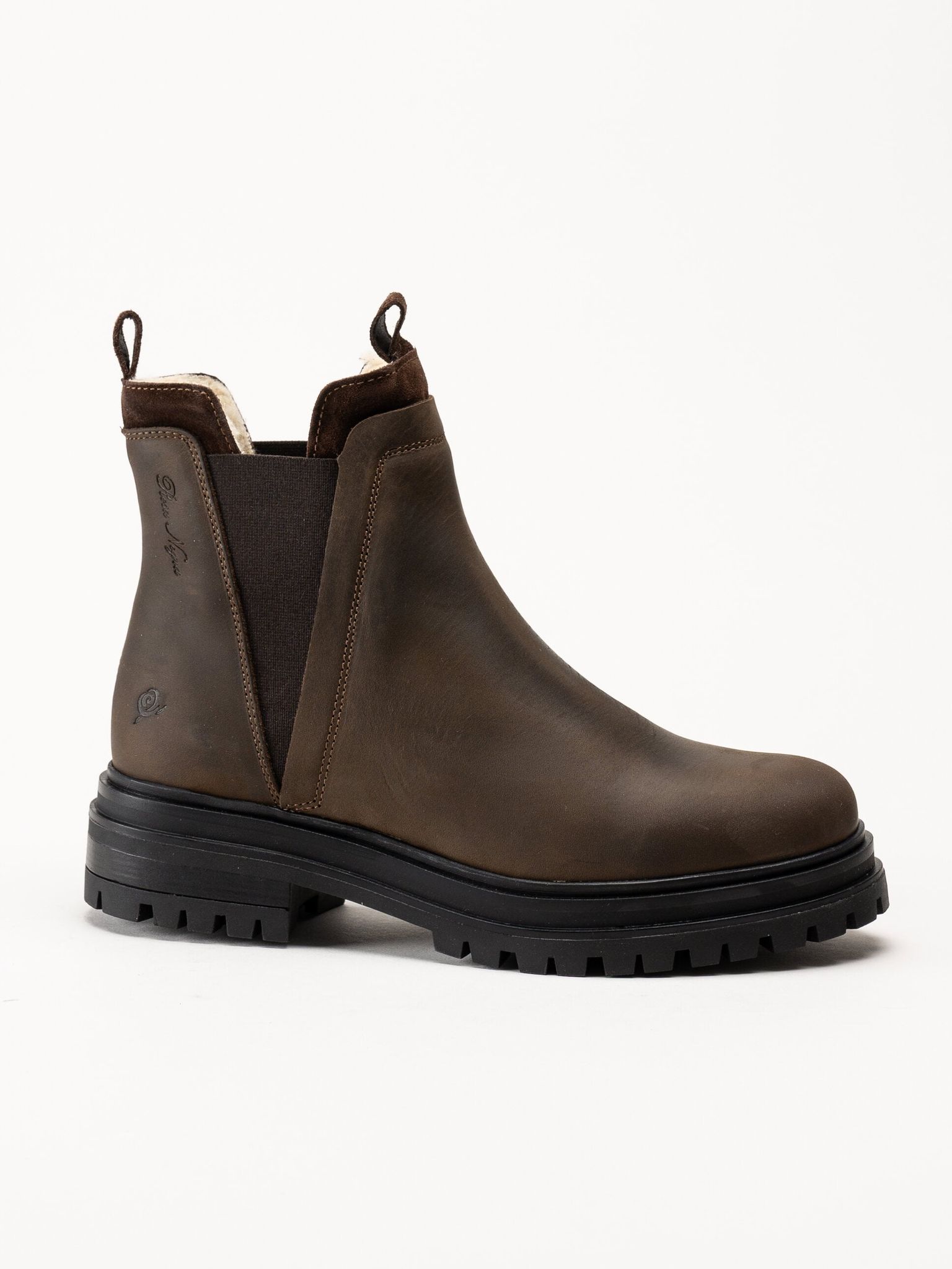 Rosa Negra - Bruna fodrade chelsea boots i oljad nubuck