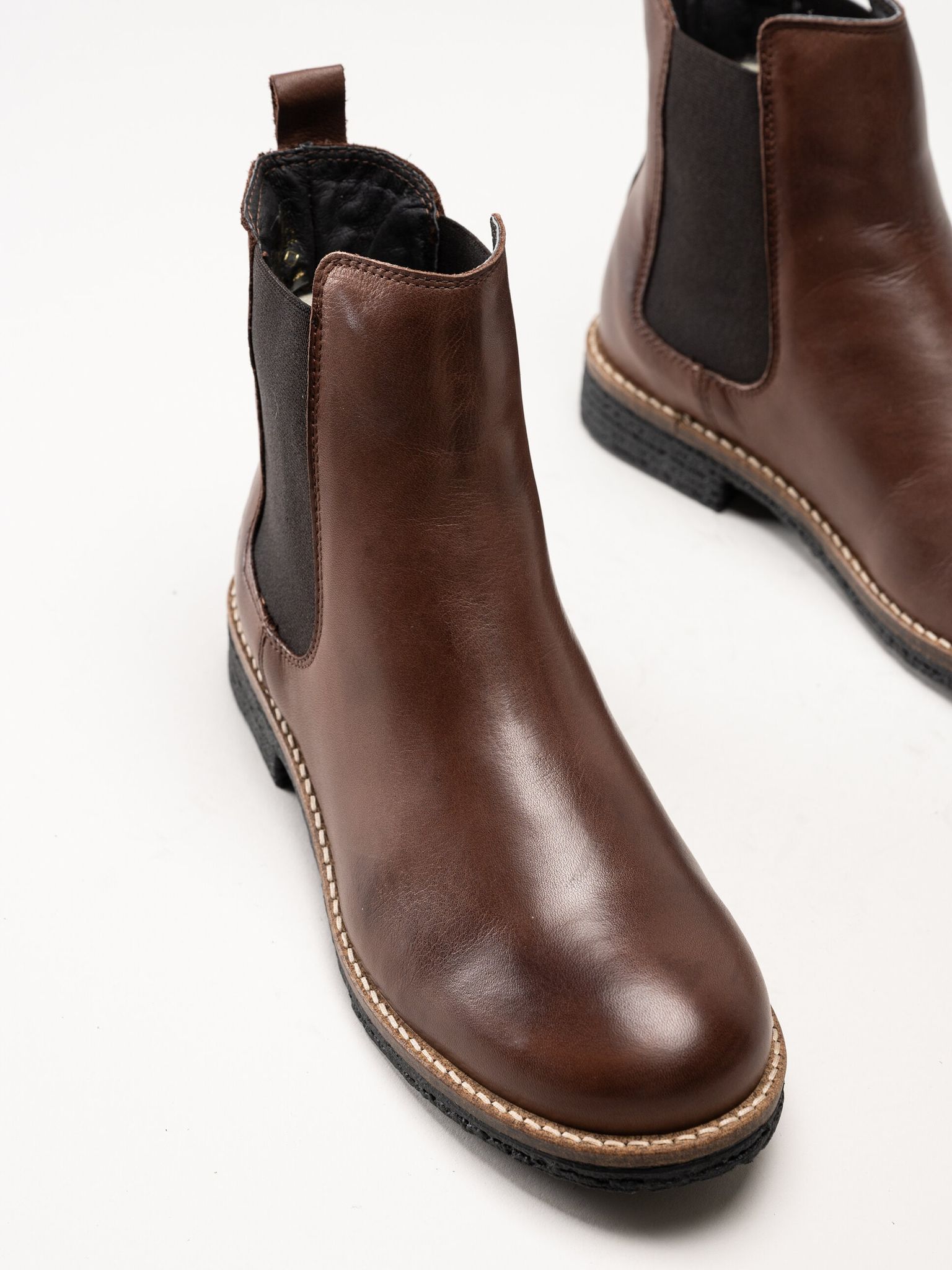 Rosa Negra - Mörkbruna ullfodrade chelsea boots