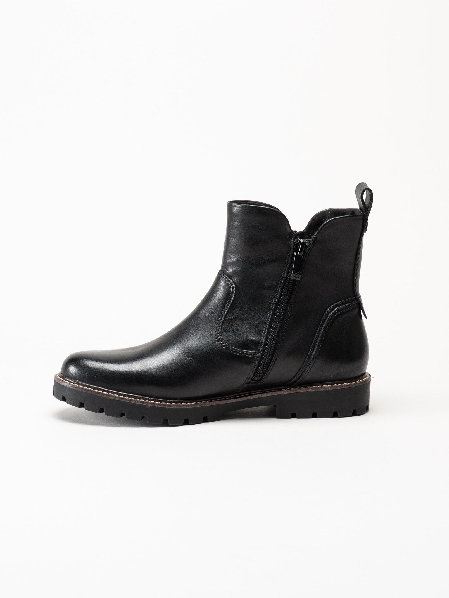 Caprice - Svarta varmfodrade boots i skinn