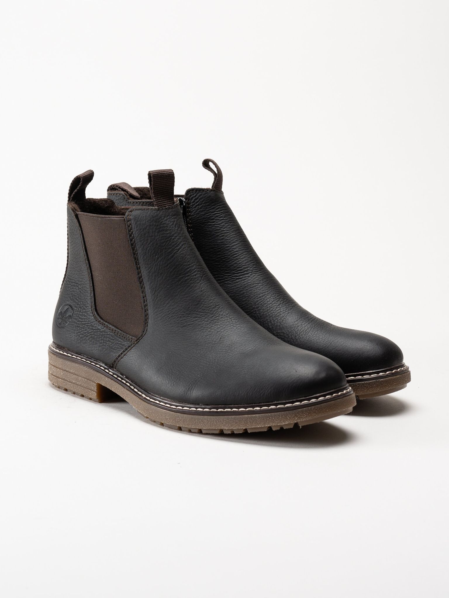 Rieker - Mörkbruna chelsea boots i oljat skinn