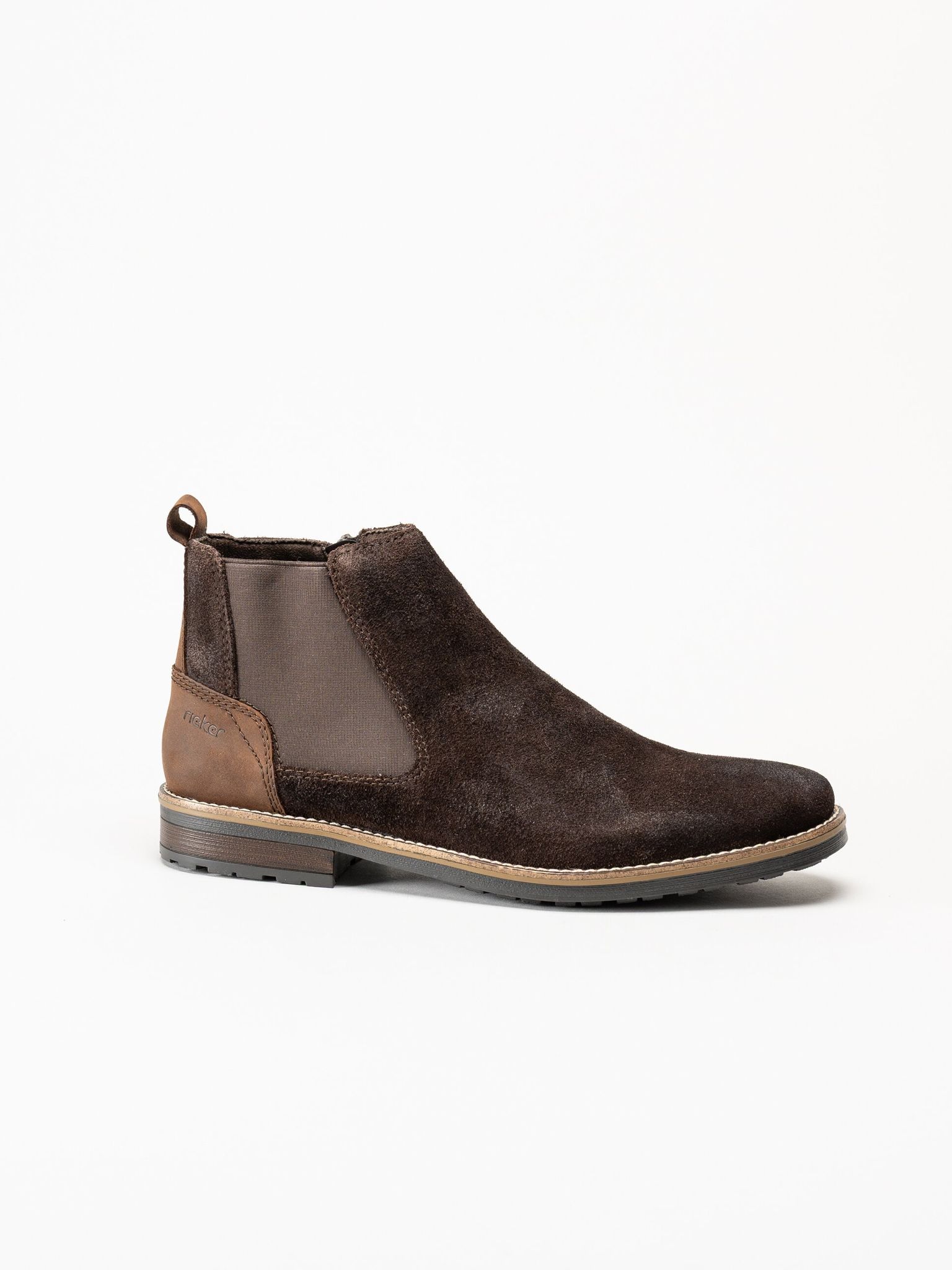 Rieker - Mörkbrun boots i mocka