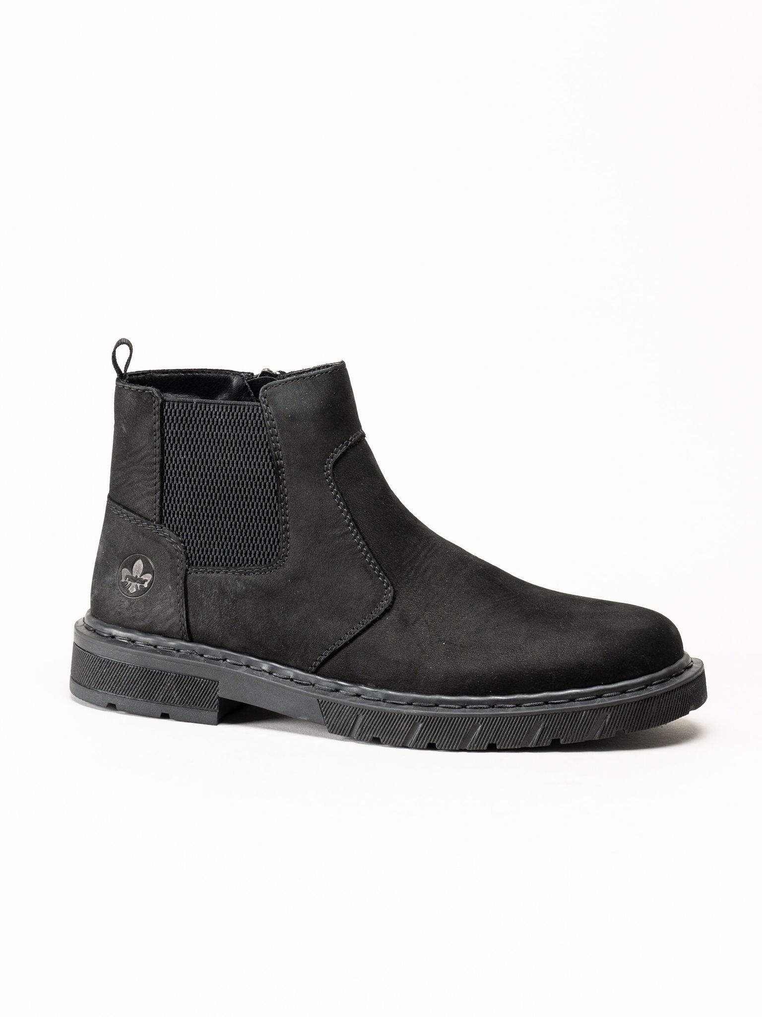 Rieker - Svarta fodrade boots i oljad nubuck