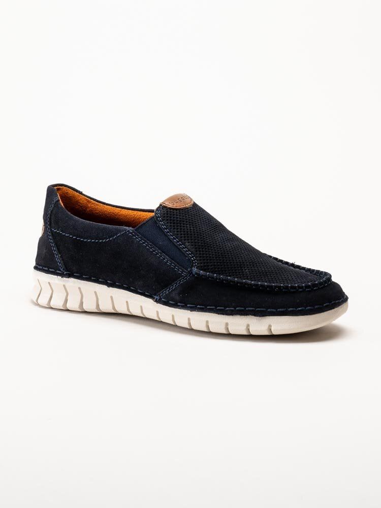 Bugatti - Mörkblå slip on skor i mocka
