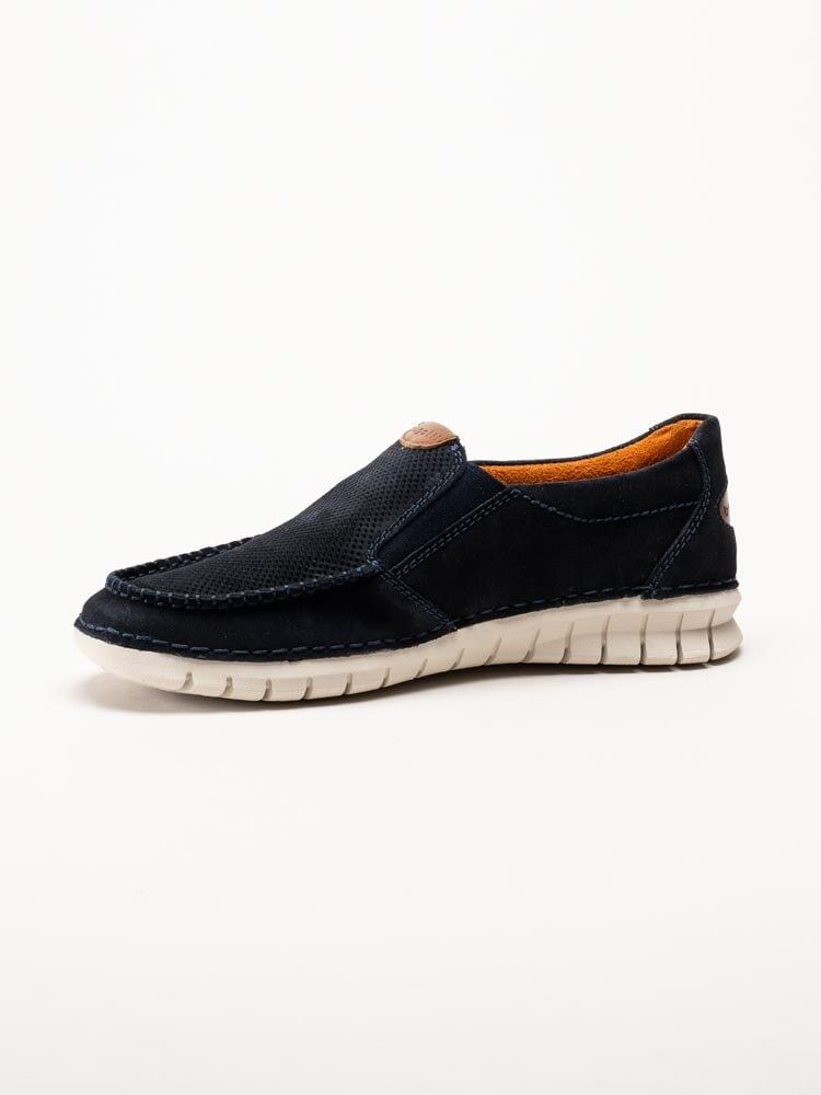 Bugatti - Mörkblå slip on skor i mocka