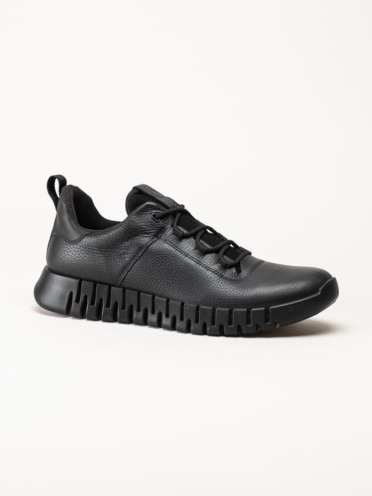 Ecco - Gruuv Sneaker Lea GTX - Svarta skinnsneakers med Gore-Tex