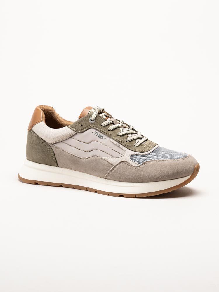 Tamaris Men - Gröna sneakers i mocka och textil