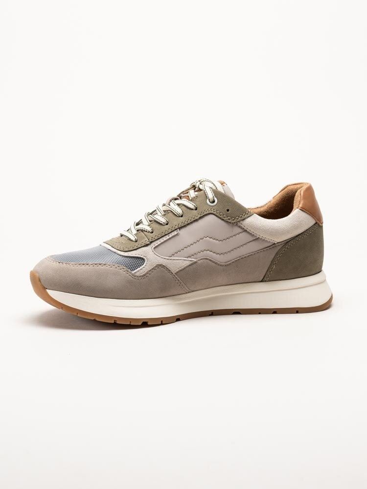 Tamaris Men - Gröna sneakers i mocka och textil