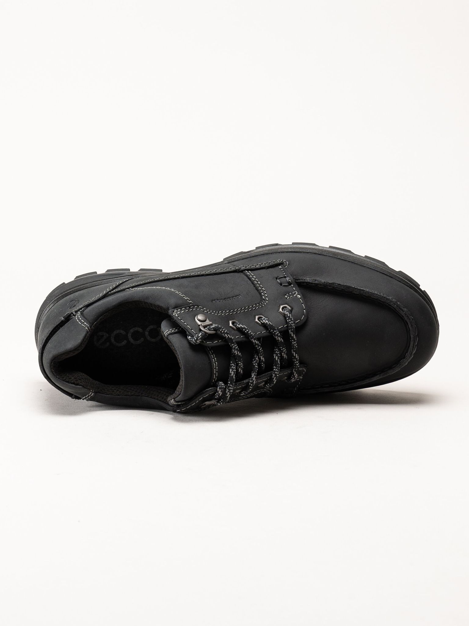 Ecco - Rugged Track WP - Svarta waterproof promenadskor i oljat skinn