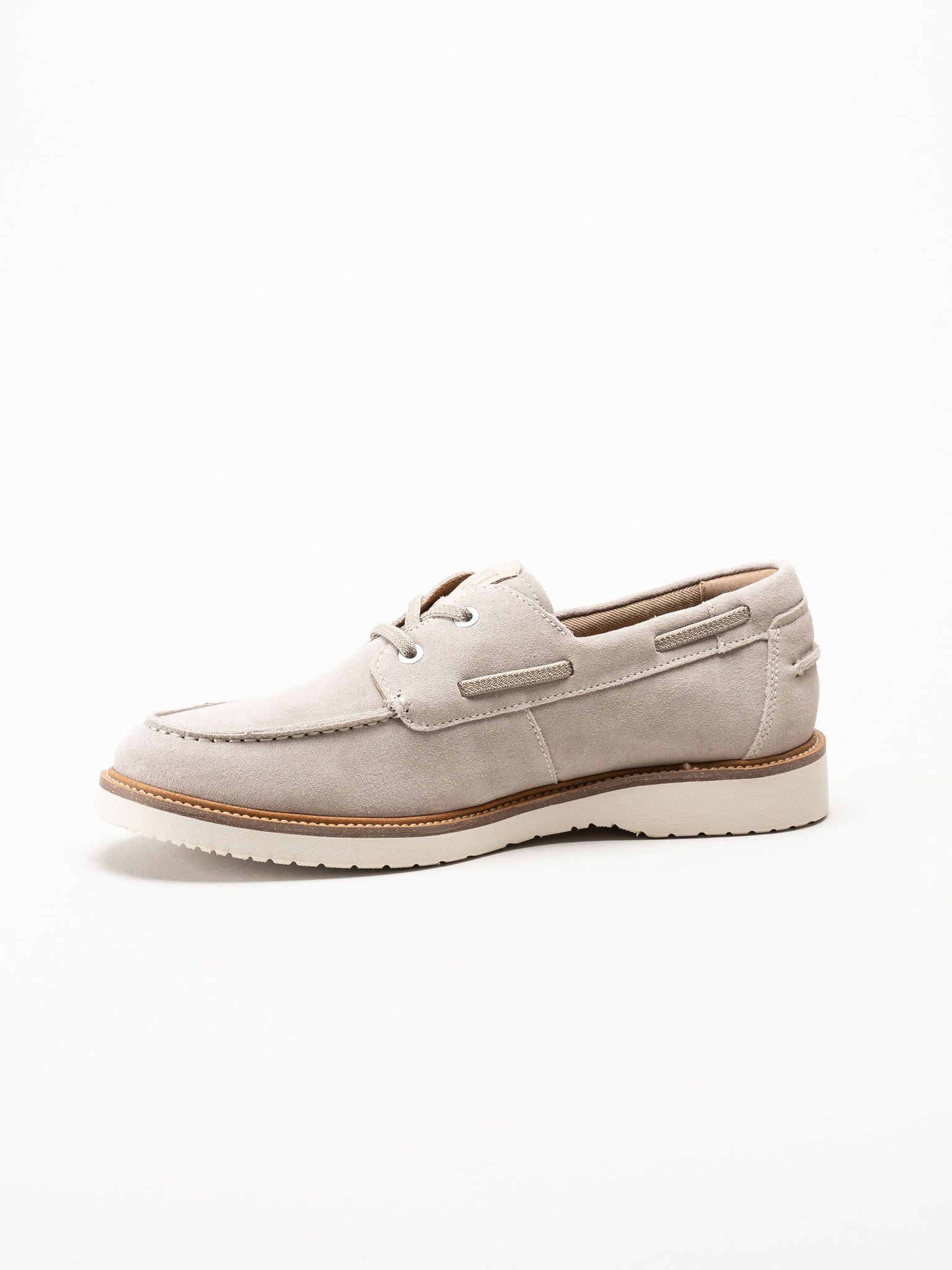 Tamaris - Beige seglarskor i mocka