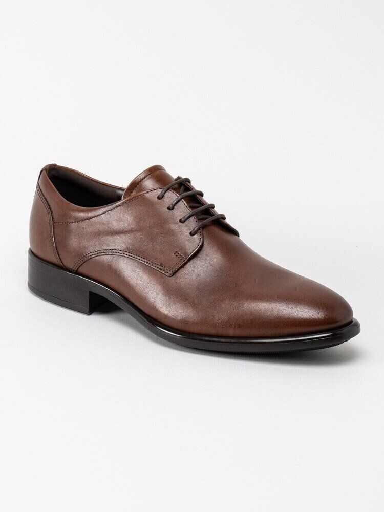 Ecco - Citytray M derby - Mörkbruna snörskor i skinn