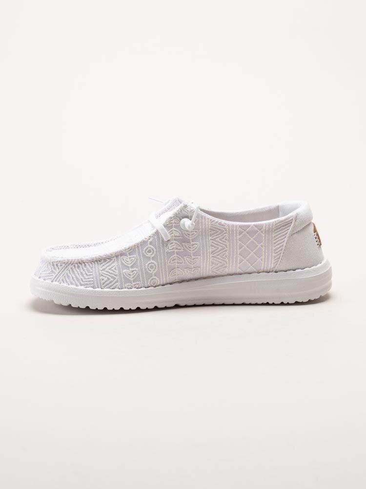 Hey Dude - Wendy Crochet Lace - Vita tygskor med virkade spetsdetaljer