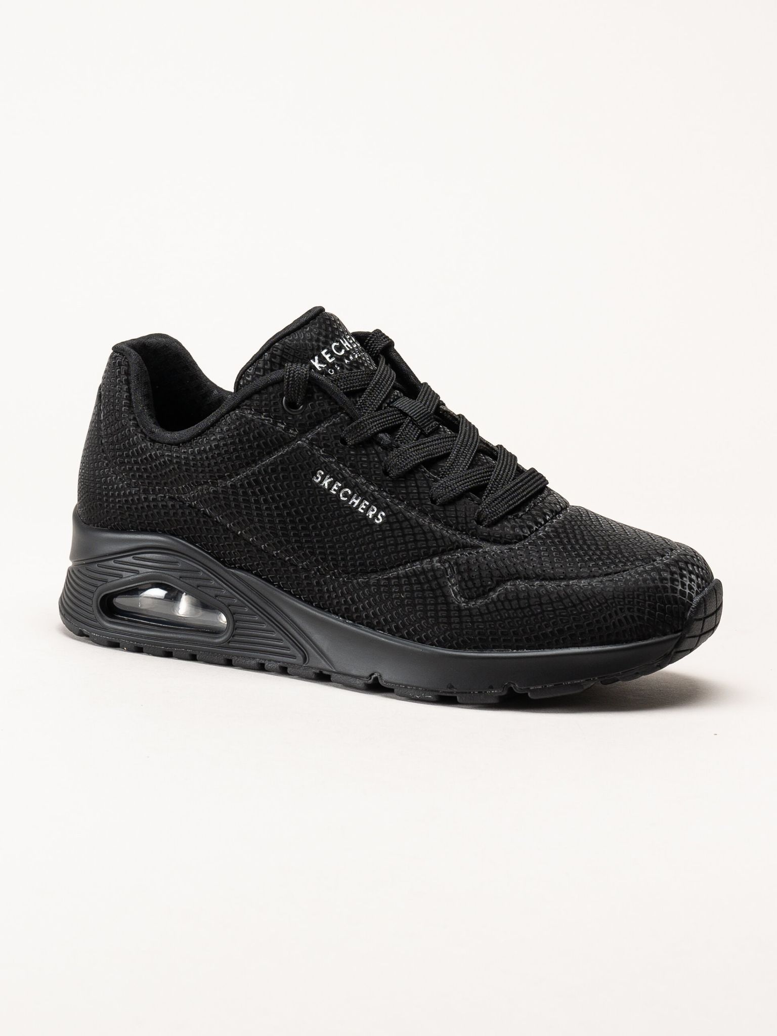 Skechers - Uno - Shiny Scale - Svarta sneakers med ormmönster
