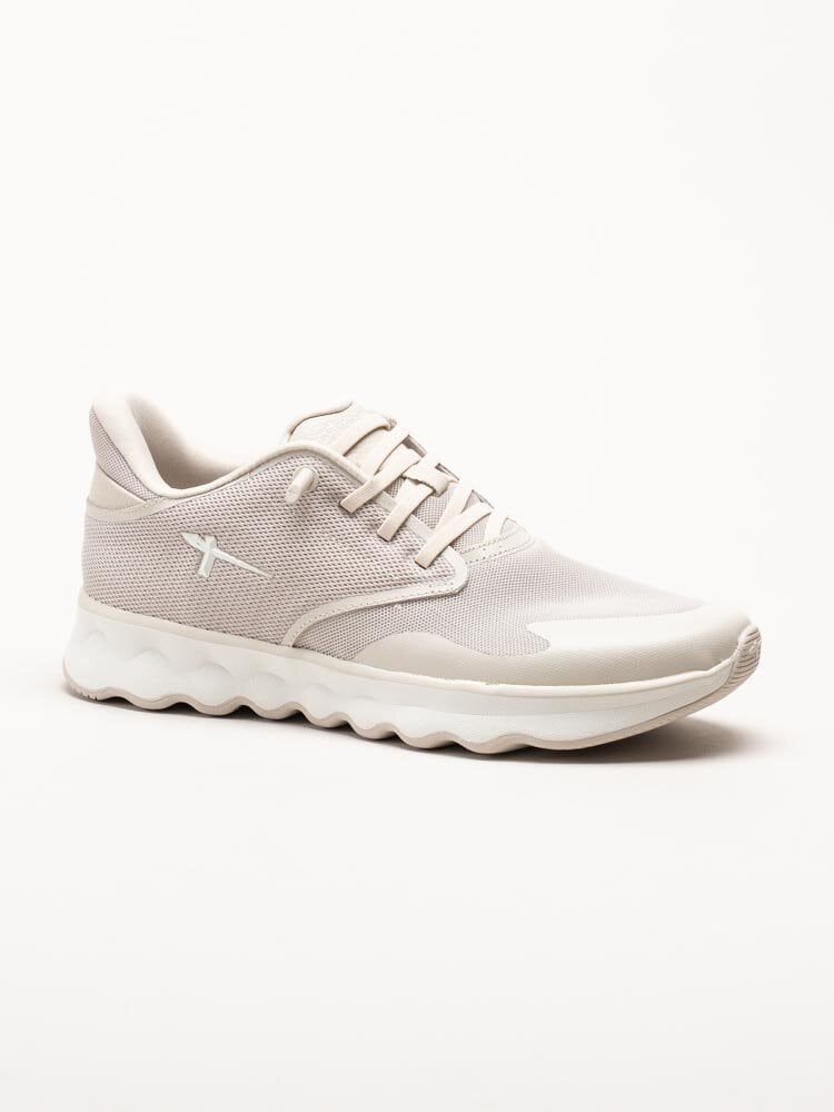 Tamaris - Beige sportiga sneakers i textil