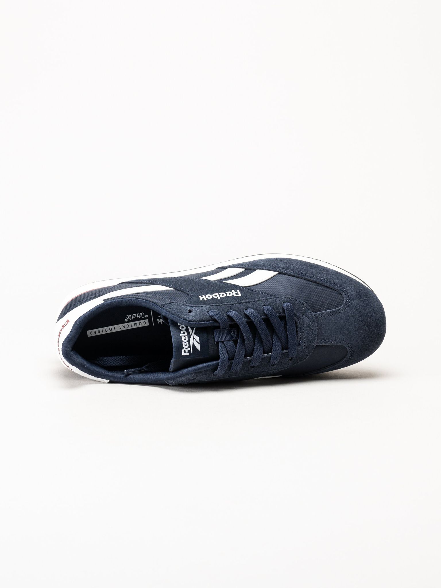 Reebok - World 70 - Mörkblå sneakers i mocka och textil