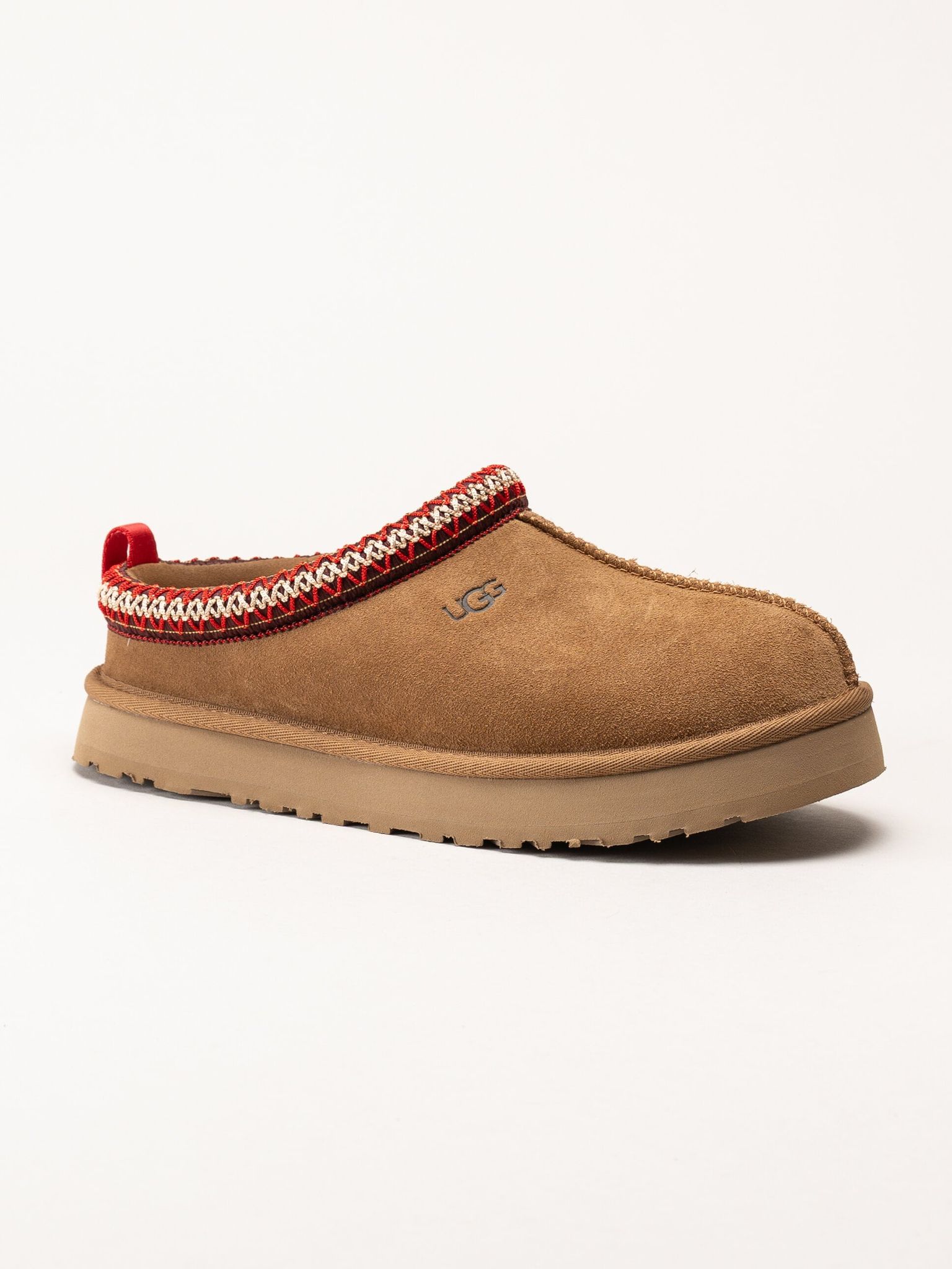 UGG - K Tazz - Ljusbruna fårskinnsfodrade tofflor i mocka