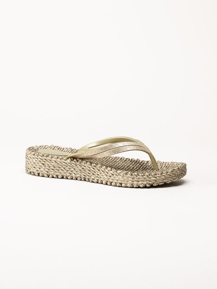 Ilse Jacobsen - Cheerful 13 - Guldfärgade flip flop med glitterremmar