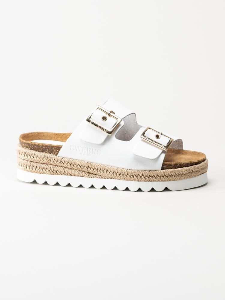 Sonja - Vita slip in sandaler med repklädd sula
