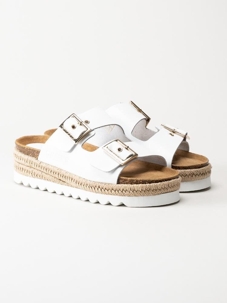 Sonja - Vita slip in sandaler med repklädd sula