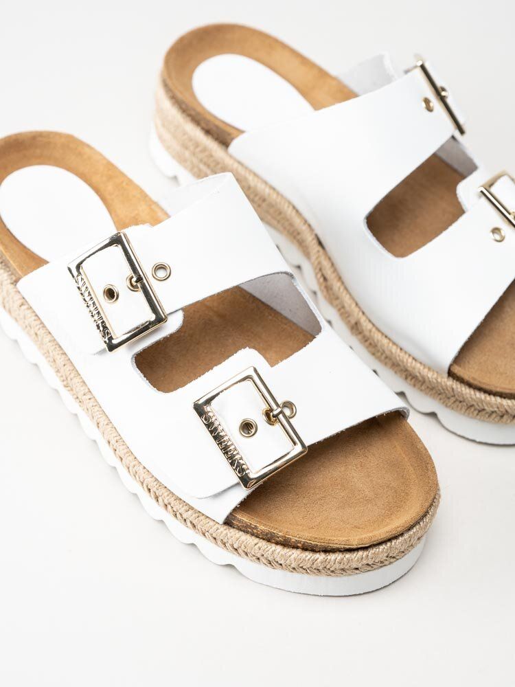 Sonja - Vita slip in sandaler med repklädd sula