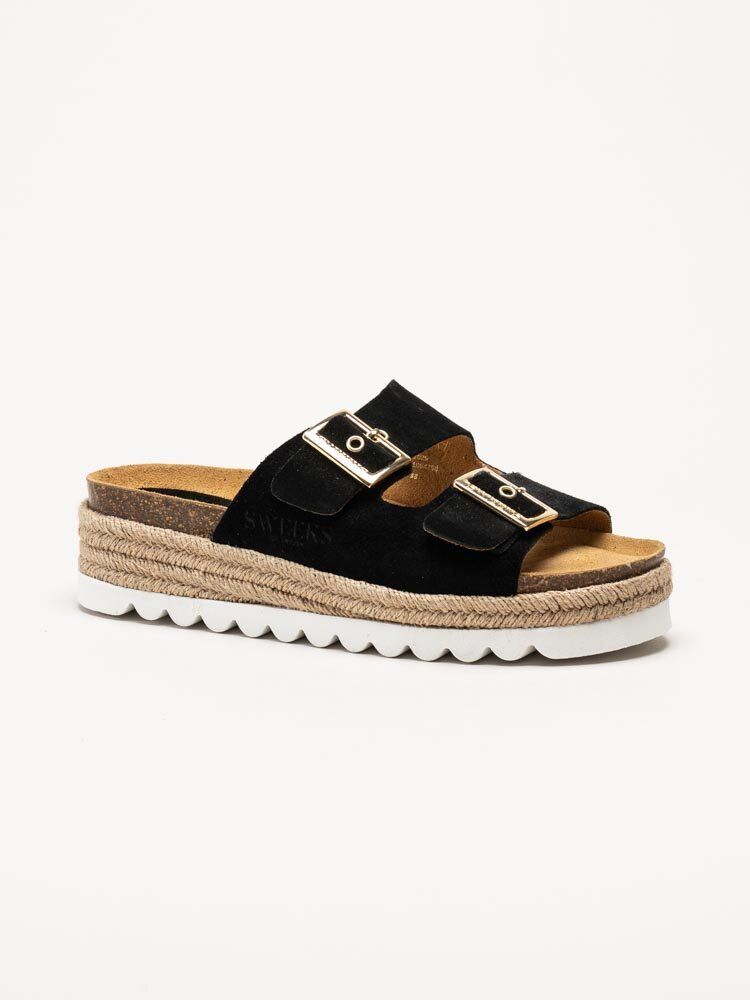 Sweeks - Sonja - Svarta slip in sandaler i mocka