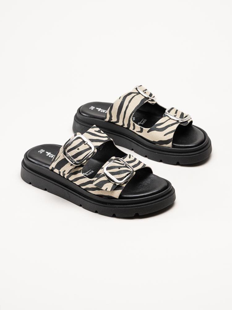Tamaris - Zebramönstrade slip in sandaler i mocka