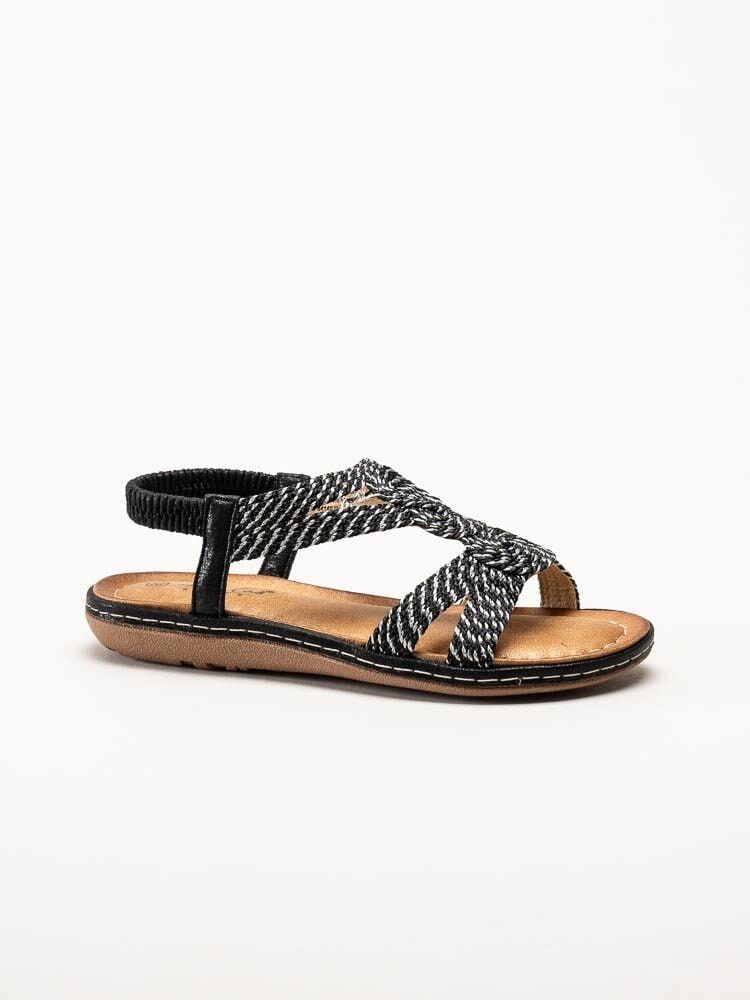 Andrea Conti - Svarta och silvriga t-sleif sandaler