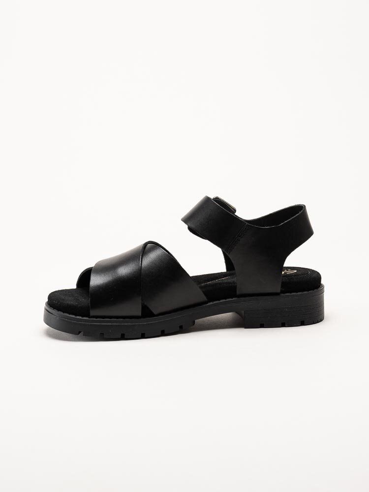 Clarks - Orinoco Cross D - Svarta remsandaler i skinn