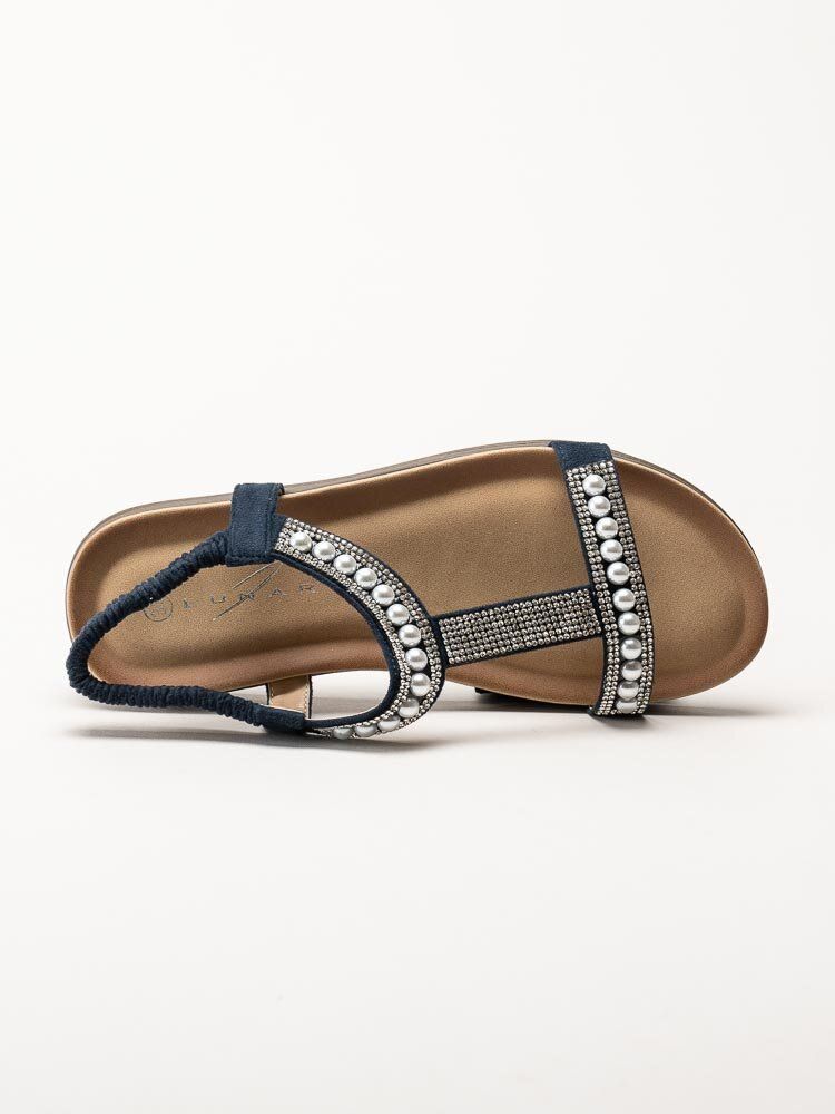 Lunar - 246TANCY - Mörkblå sandaler med pärlor och strass