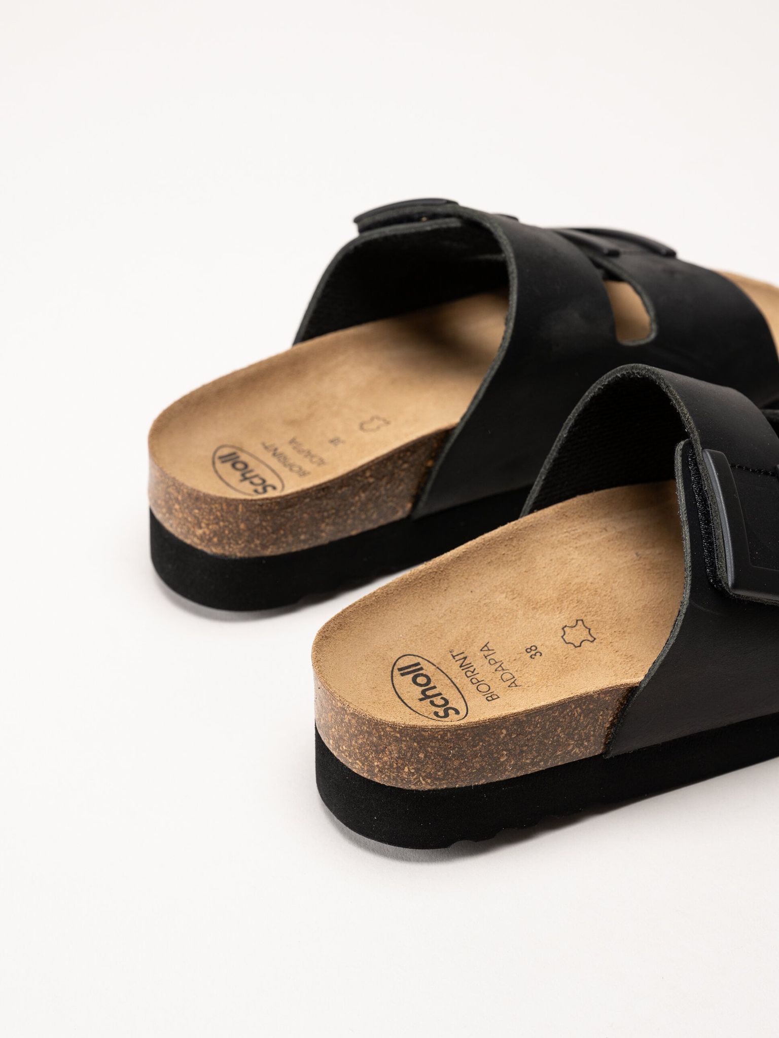Scholl - Monterey 2 Straps - Svarta slip in sandaler i oljat skinn