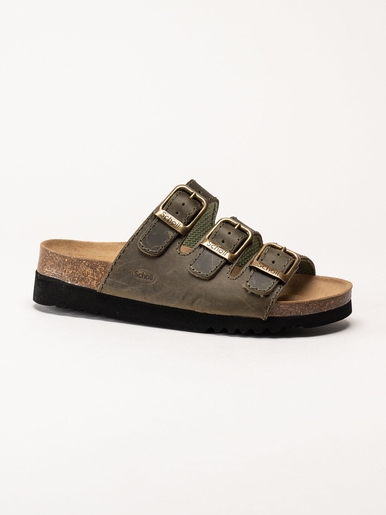 Scholl - Rio WG AD - Gröna slip in sandaler i oljat skinn