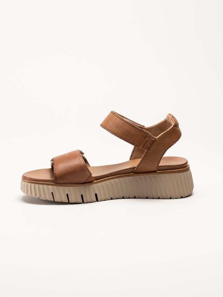 Tamaris - Wide fit - Bruna sandaler i skinn