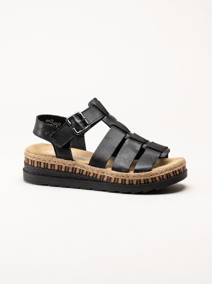Rieker - Svarta sandaler i skinn