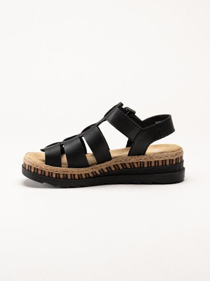 Rieker - Svarta sandaler i skinn