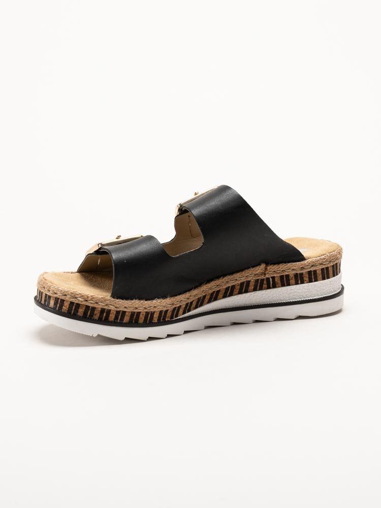 Rieker - Svarta slip in sandaler i skinn