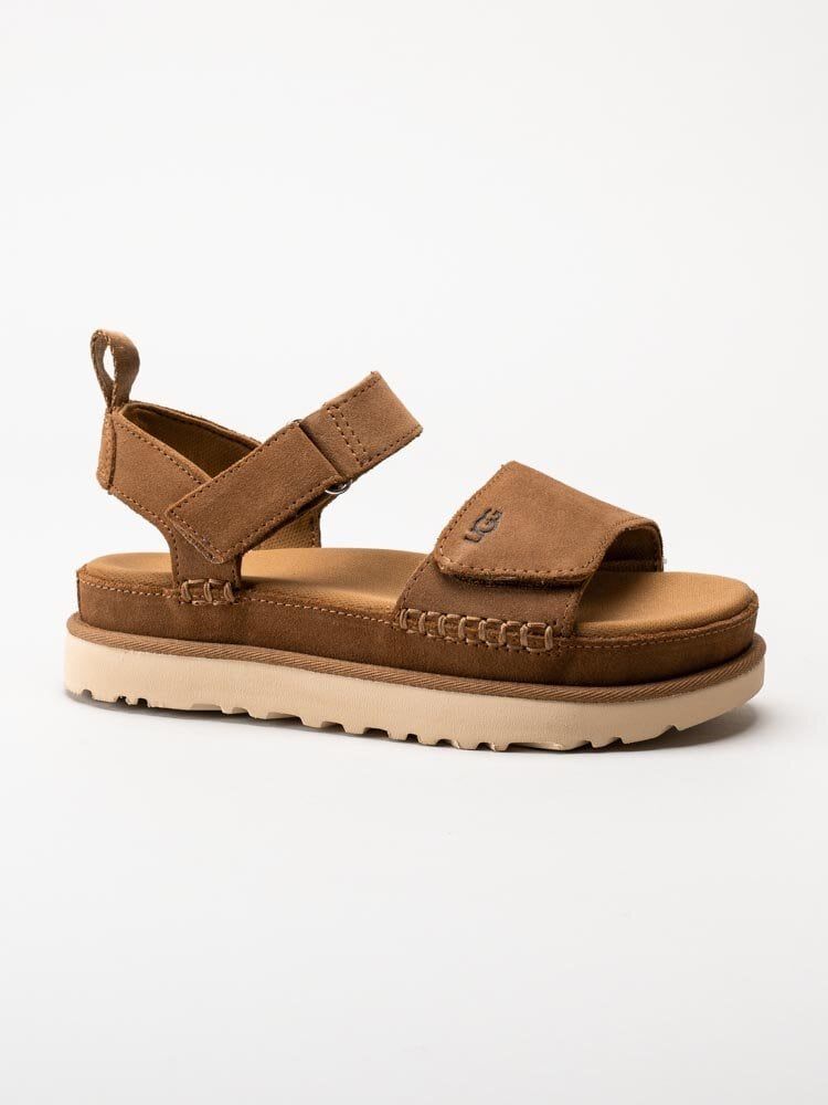 UGG - W Goldenstar - Bruna platåsandaler i mocka