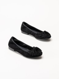 Tamaris - Svarta ballerinaskor i mocka