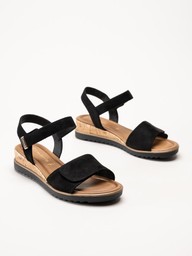 Tamaris - Svarta sandaletter med kilklack