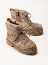 Duffy - Beige kängor i fuskpäls