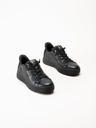 Tamaris - Svarta sneakers i skinn
