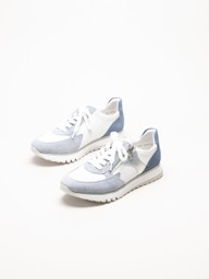 Rieker - Ljusblå sneakers i mocka och skinn