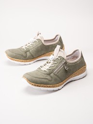 Rieker - Gröna sneakers i skinnimitation