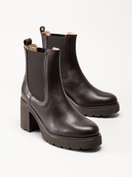 Unisa - KLINO_F25_STT - Mörkbruna högklackade boots i skinn