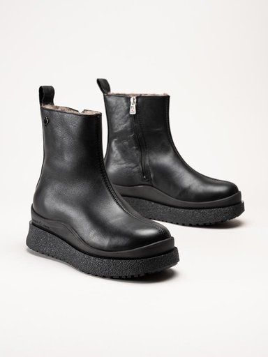 Canada Snow - Mount Meer - Svarta fårskinnsfodrade boots i skinn