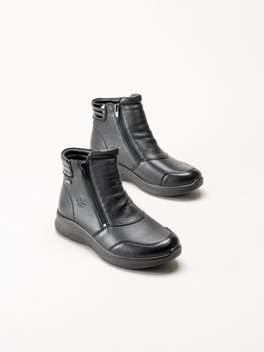 G Comfort - Double Zip - Svarta kängor i skinn