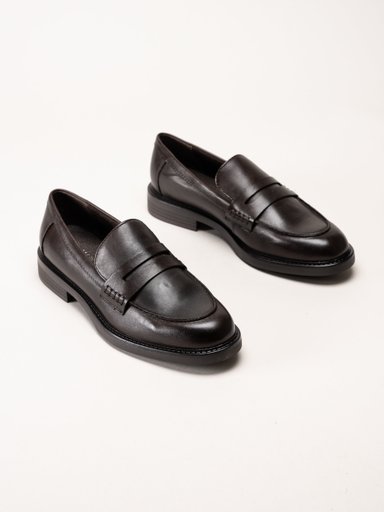 Marco Tozzi - Mörkbruna loafers i skinn