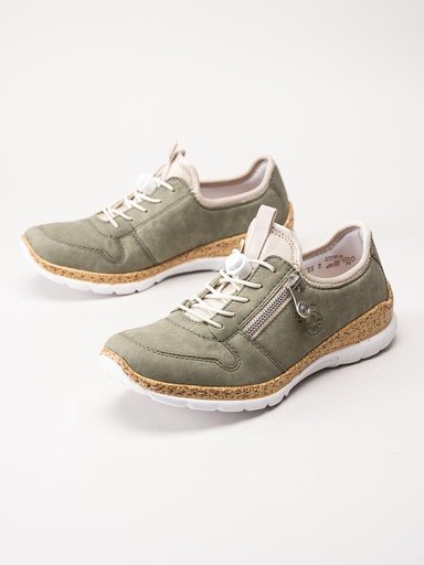 Rieker - Gröna sneakers i skinnimitation