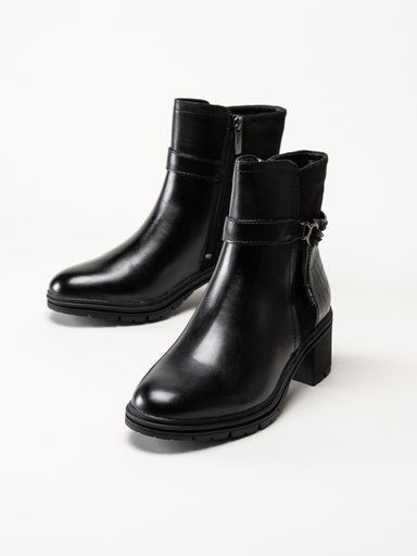 Tamaris - Svarta boots i skinn